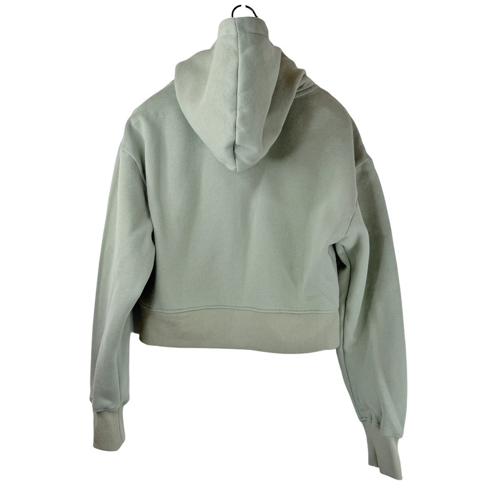 MILKSTAIN Women's Cropped Heavyweight Designer Mint/Olive Green Zip Hoodie S - Picture 6 of 6